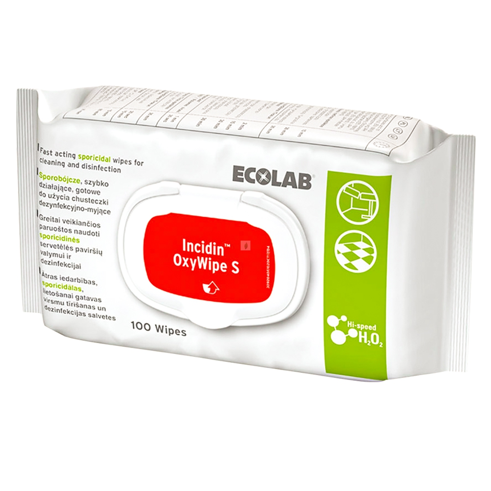 Ecolab Incidin Oxywipe S Alkolsüz Yüzey Dezenfektanı Ve Temizleyici Mendil 100’Lü, 30sn içinde Dezenfeksiyon