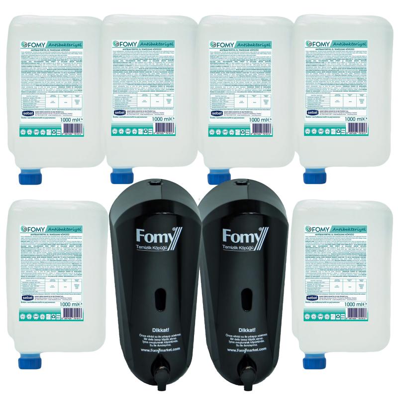 Antibakteriyel, Köpük Sabun, tanışma paketi 1000ml 6adet kartuş + 2 adet fomy siyah dispenser