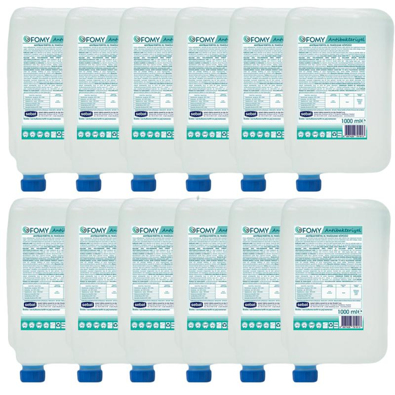 Antibakteriyel, Köpük Sabun, 1000ml kartuş, 12ad, TSE belgeli, Dermatolojik raporlu, kremli