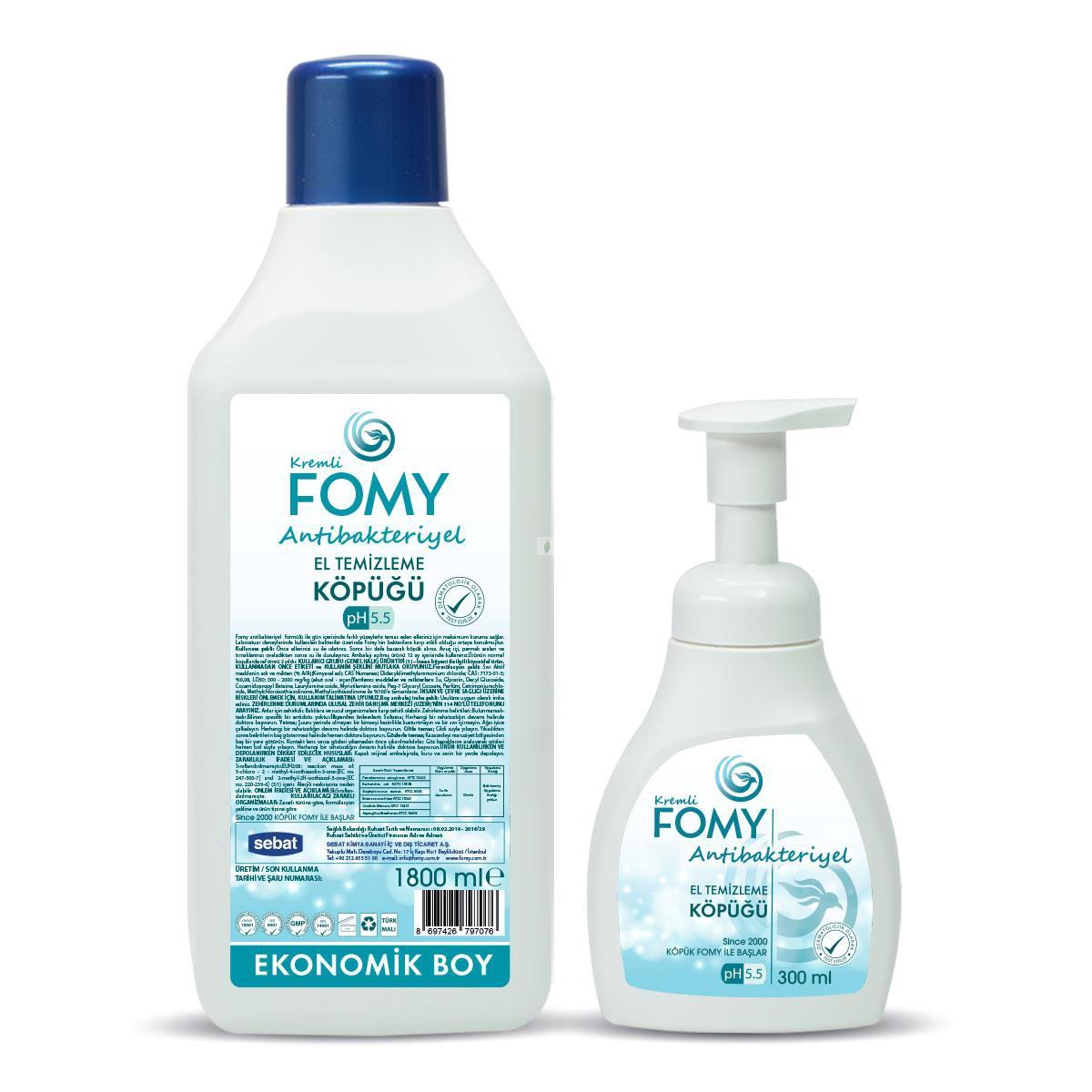 Antibakteriyel, Köpük Sabun,  300ml pompalı, 1800ml yedek kartuş,