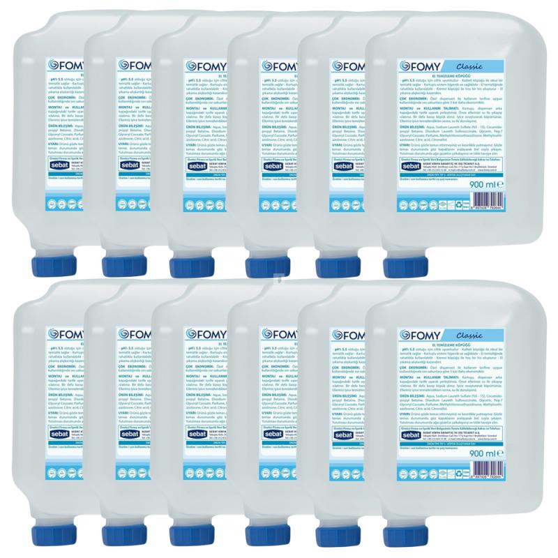 Classic Köpük Sabun 900ml 12li Koli, TSE Belgeli, Demartolojik Raporlu 