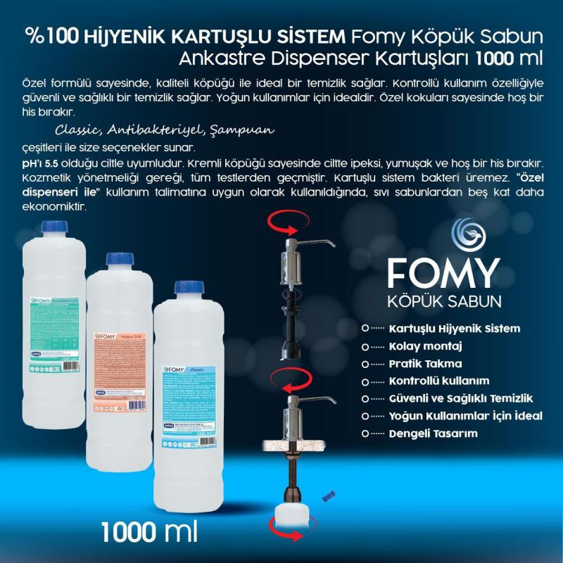 Fomy, Ankastre, Krom Dispenser 100ml, Kaliteli, Dayanıklı, Şık, bol köpüklü