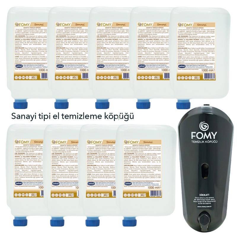 Fomy%20Sanayi%20El%20Temizlik%20Köpüğü%201000ml+1%20adet%20siyah%20dispenser,%20Servis,%20Fabrika,%20Tamirhane%20İçin