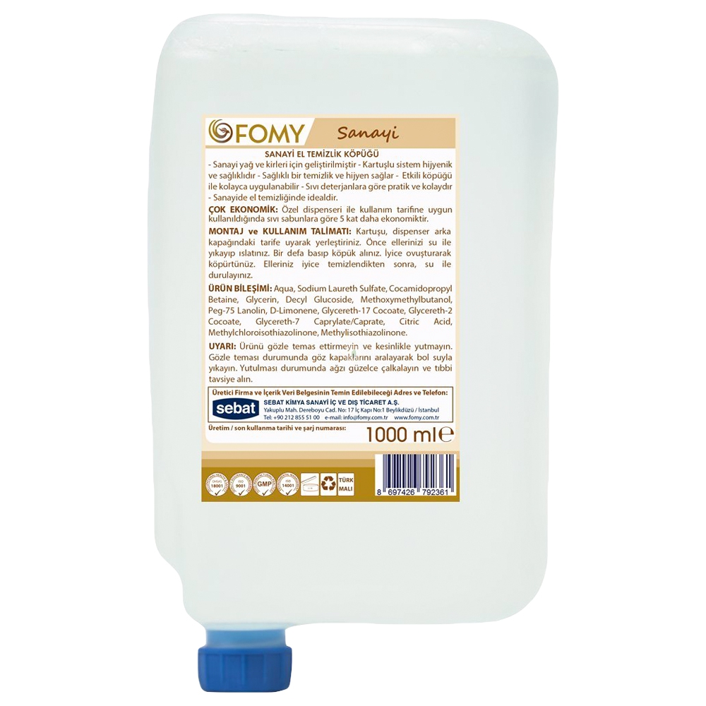 Fomy%20Sanayi%20El%20Temizlik%20Köpüğü%201000ml+1%20adet%20siyah%20dispenser,%20Servis,%20Fabrika,%20Tamirhane%20İçin