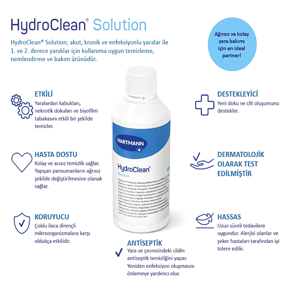Hydroclean Solution, Yara yıkama solüsyonu, 350ml 