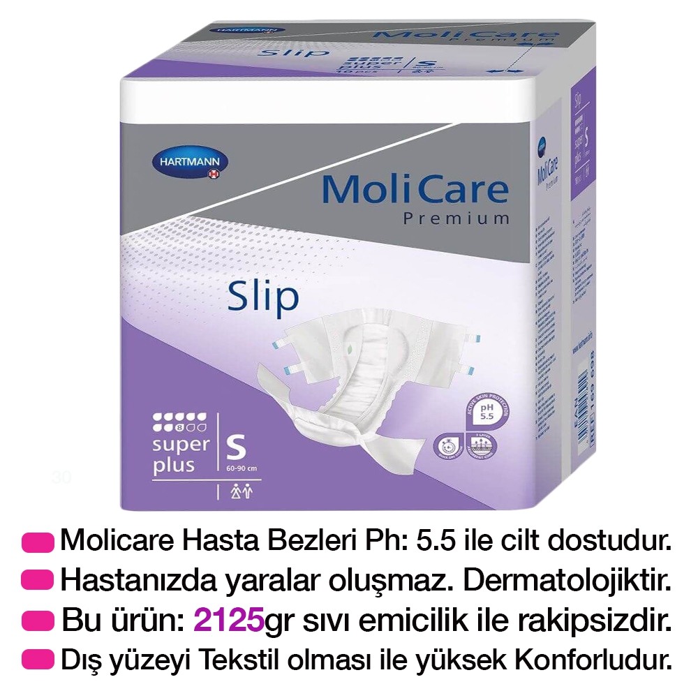 Hartmann Molicare Premium Super Plus Small- Bel Bantlı 30lu Paket- Emicilik Kapasitesi: 2125gr