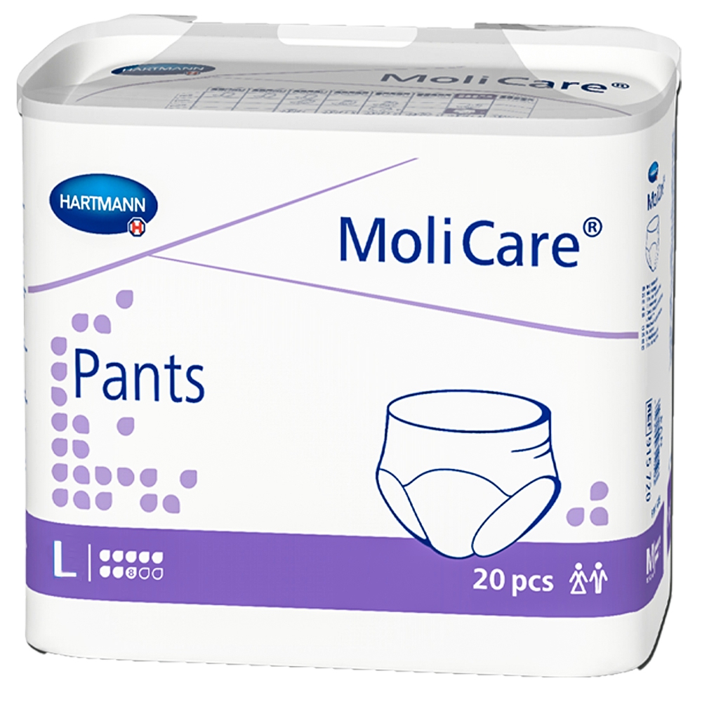 Molicare pants, Large, Külot Bez, 20adet, 8 damla, Emici külot, 1936gr emme kapasitesi, dermatolojik