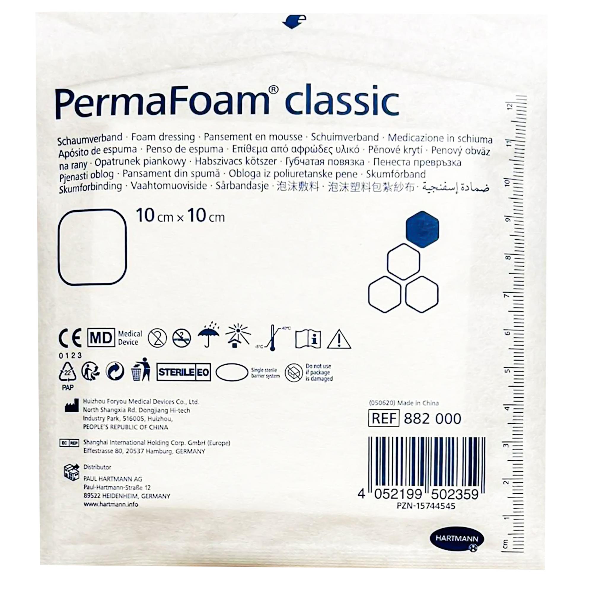 Permafoam classic, 10x10cm 10 adet, köpük yara örtüsü, yara bakım
