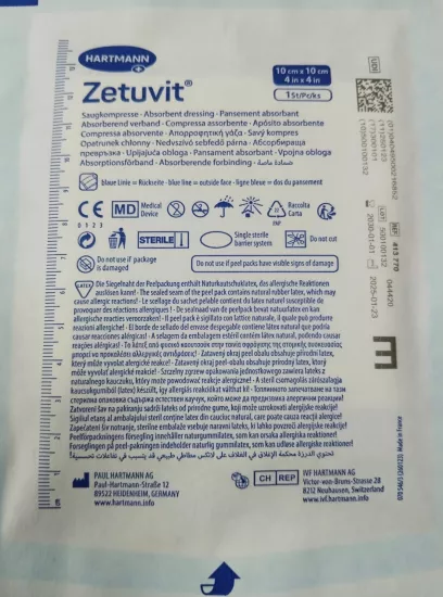Zetuvit E - Yüksek emici yara örtüsü steril 10x10cm 1 ADET