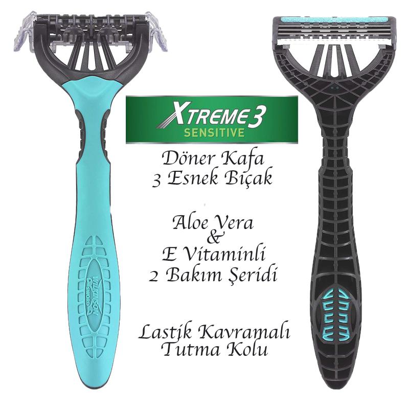 Wilkinson Sword Xtreme 3 Sensitive 8+4, Men’s Razor, Alman Çeliği, Ekonomik Poşet