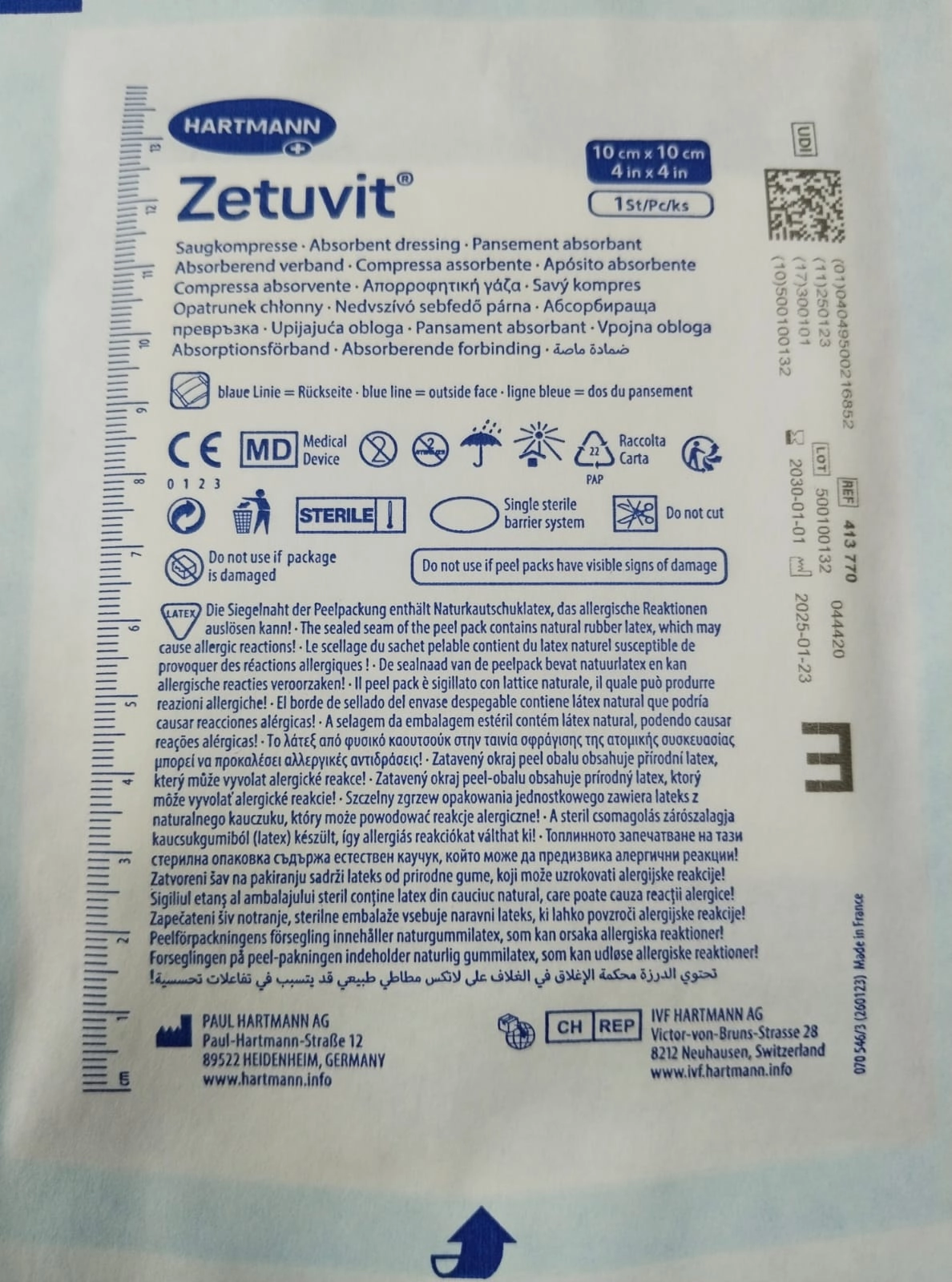 Zetuvit E - Yüksek emici yara örtüsü steril 10x10cm 1 ADET 